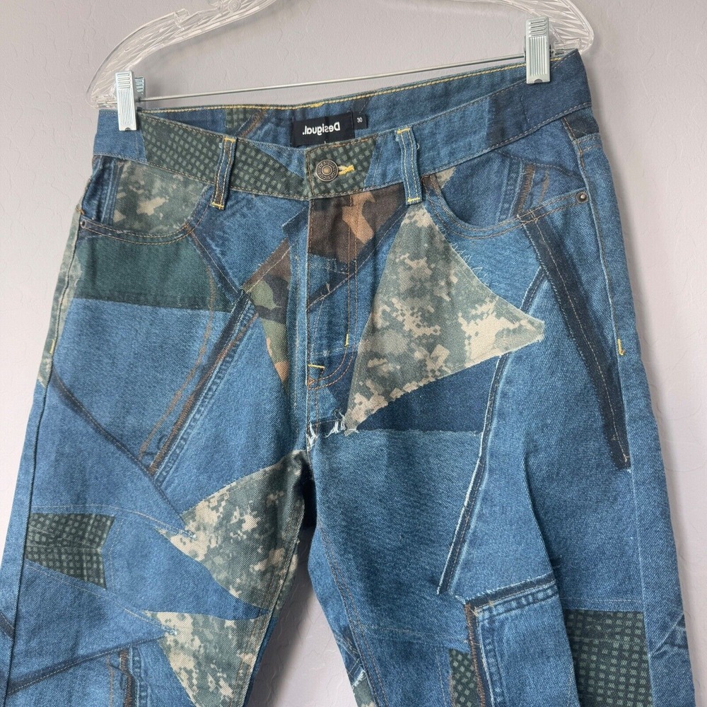 Desigual Patchwork Jeans Denim Camo Accents Unique Design Size‎ 30 - Picture 3 of 10